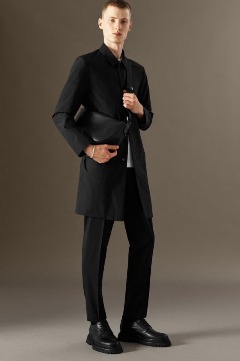 Black Cos Wool-hopsack Trousers - Slim | PFIKB1632