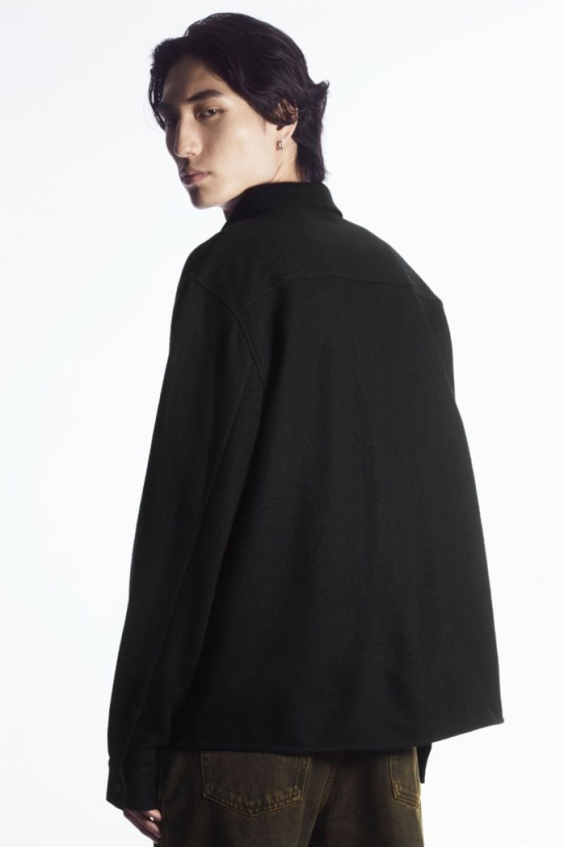 Black Cos Wool-jersey Overshirt | VEXZK0129