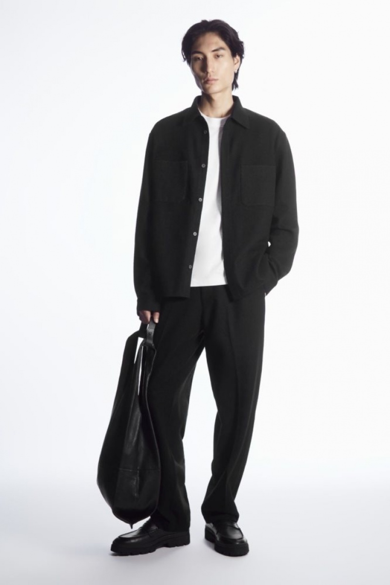 Black Cos Wool-jersey Overshirt | VEXZK0129