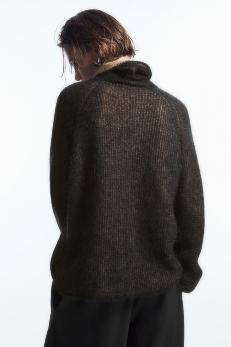 Black / Brown Cos Two-tone Mohair Turtleneck Sweater | IAHNG7956