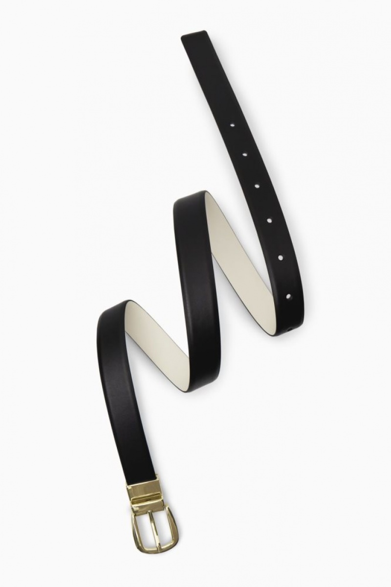 Black / Light Beige Cos Reversible Leather Belt | ADSOJ7521