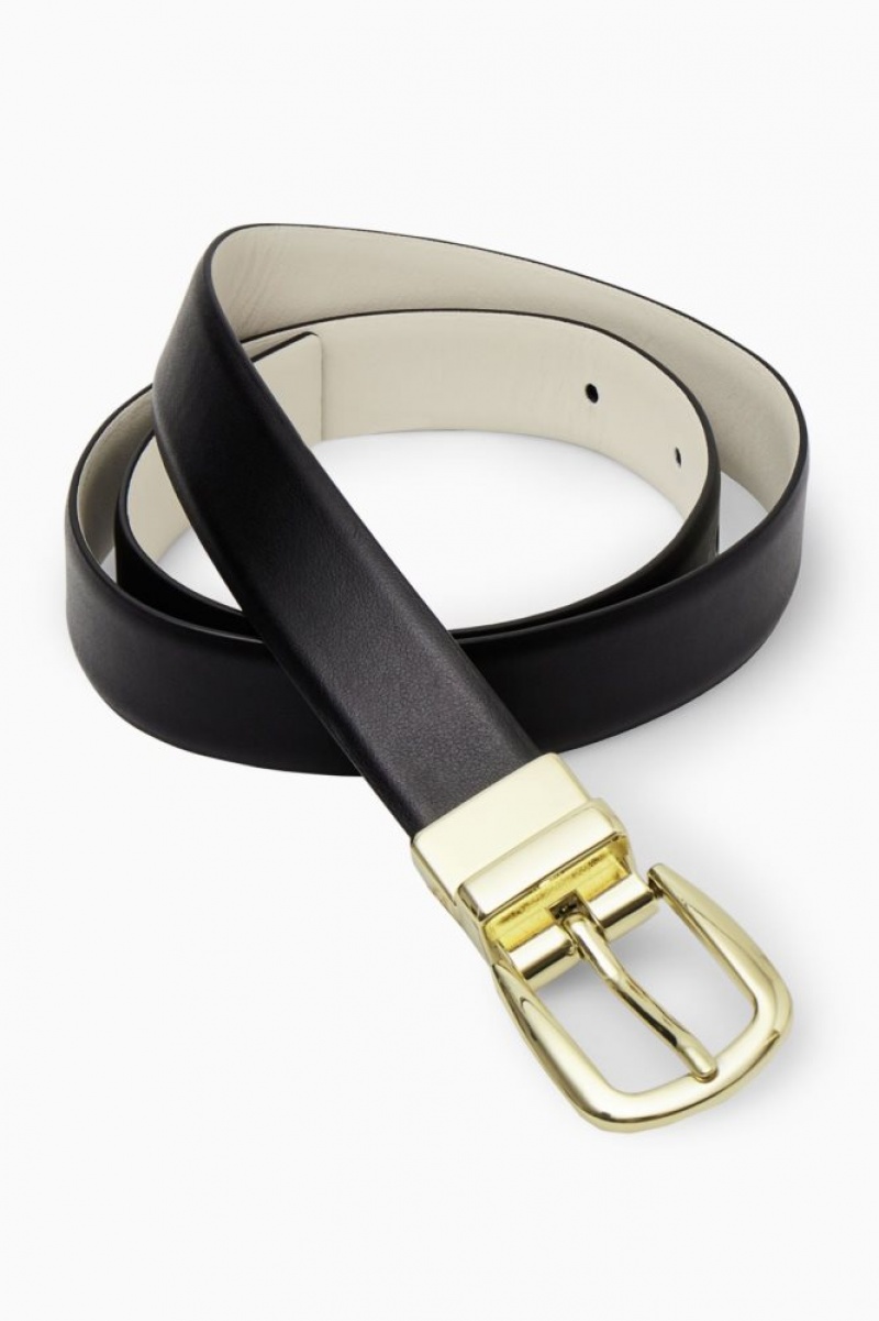 Black / Light Beige Cos Reversible Leather Belt | ADSOJ7521