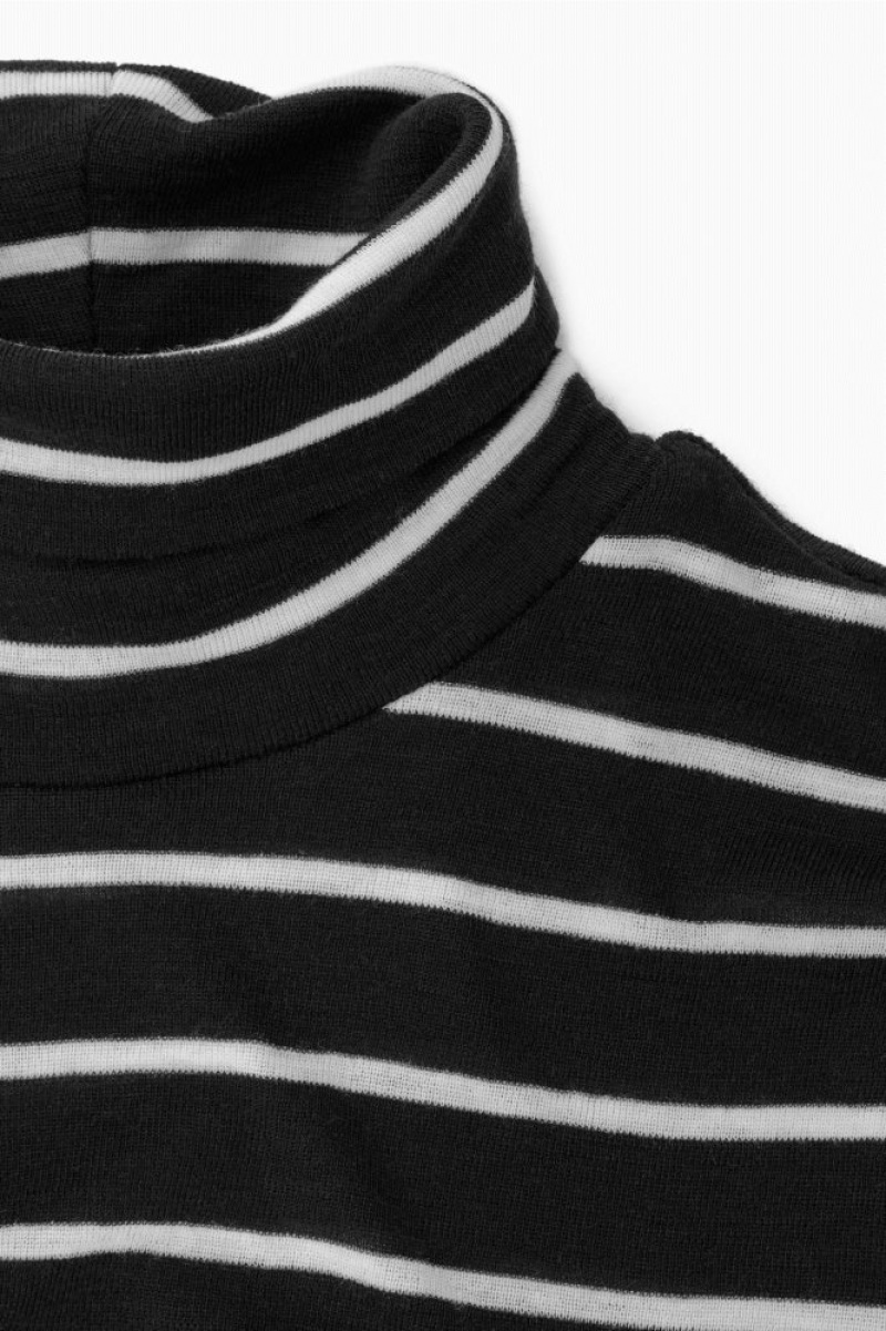 Black / White Cos Merino Wool Turtleneck Top | ZANHI2876