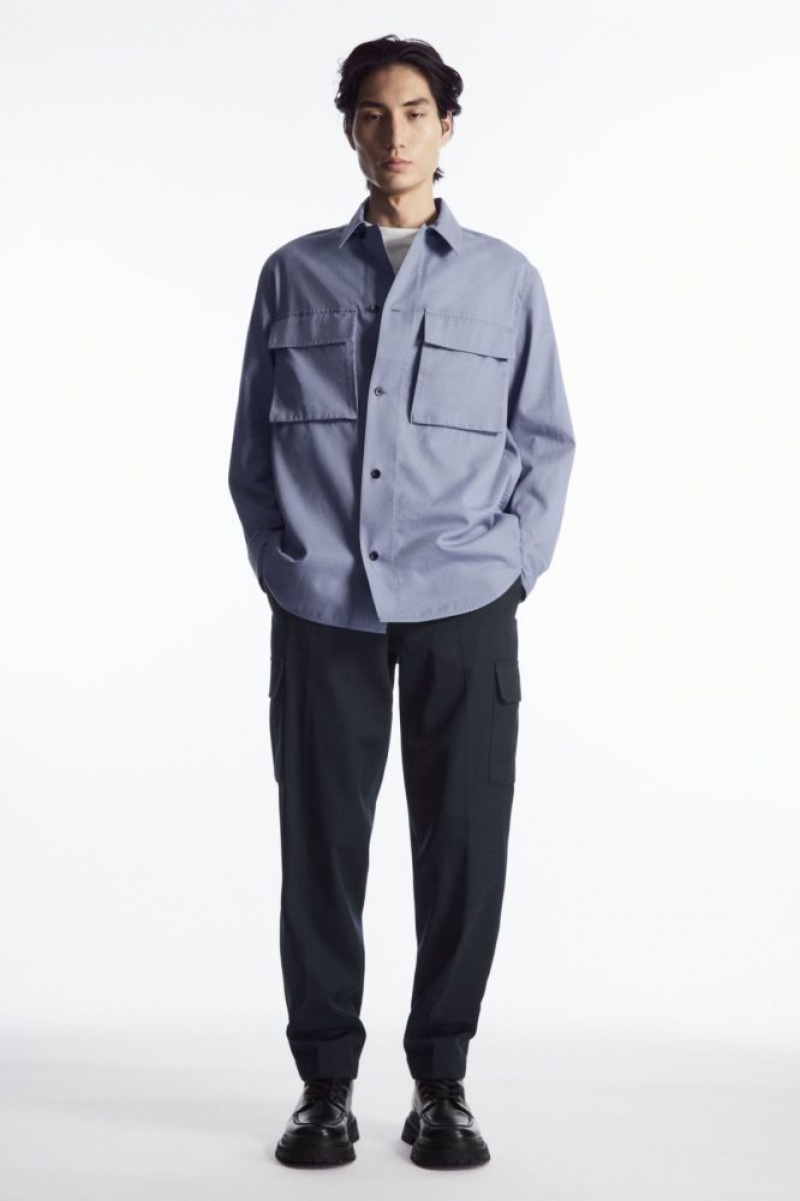 Blue Cos Oversized Utility Shirt | CLENV4307