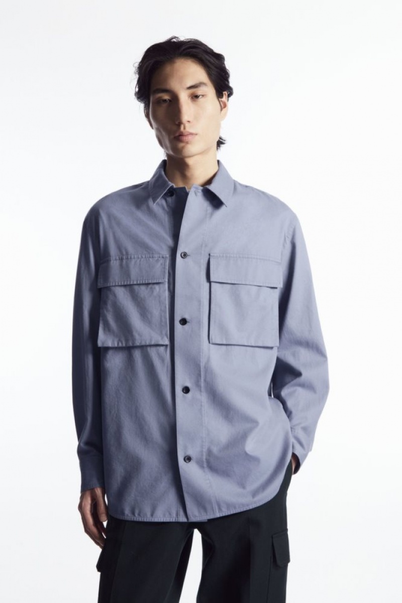 Blue Cos Oversized Utility Shirt | CLENV4307