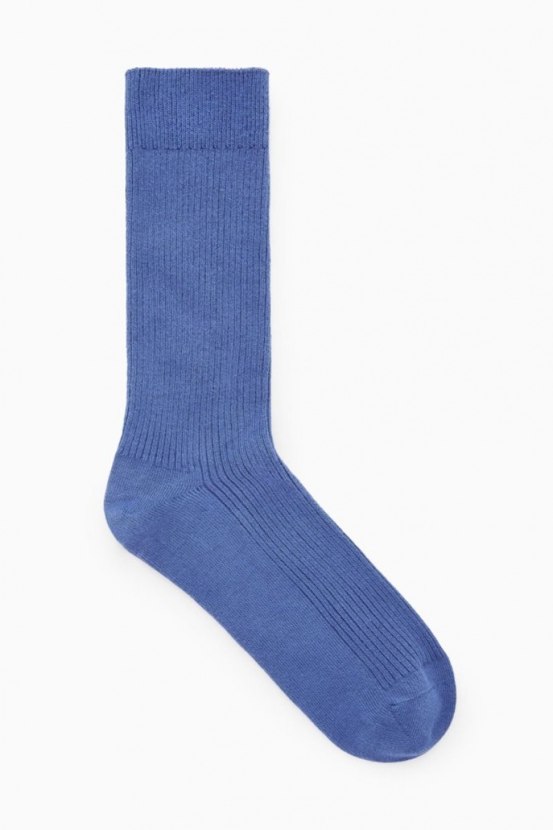 Blue Cos Ribbed Socks | ATOFS0298