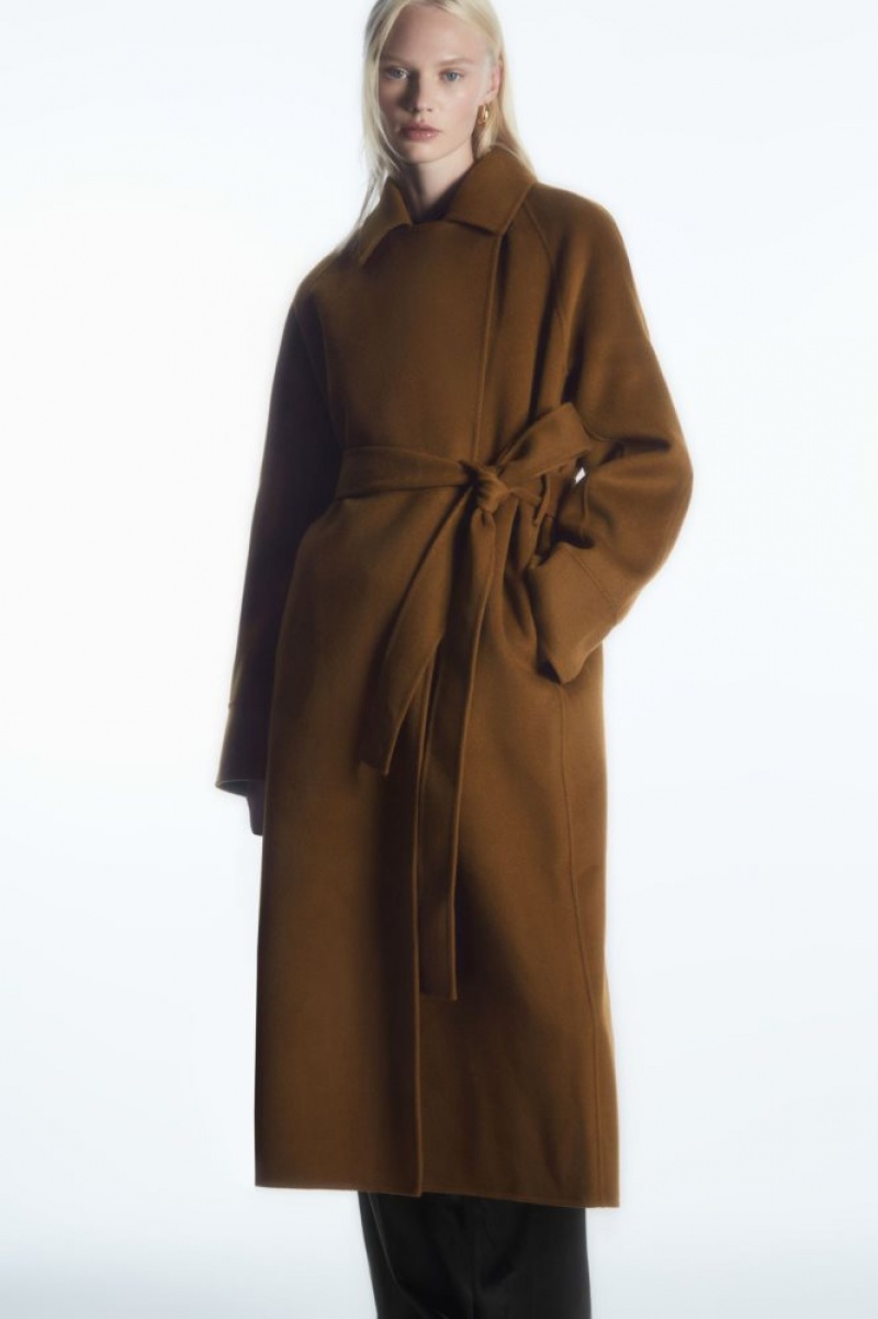 Brown Cos Belted Double-faced Wool Coat | DQXYI4928