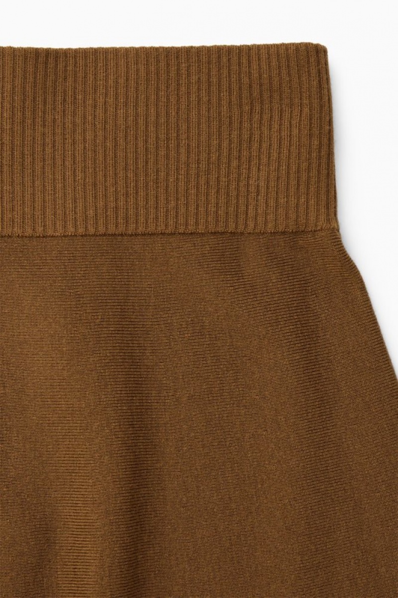 Brown Cos Knitted Midi Skirt | XTDLZ3982