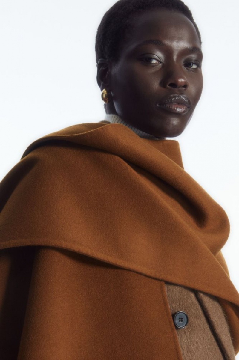 Brown Cos Oversized Double-faced Wool Scarf | TLEQA0982