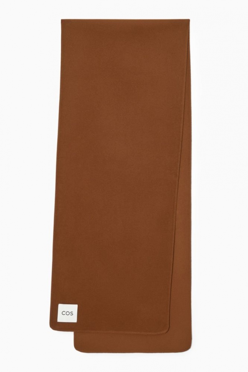 Brown Cos Oversized Double-faced Wool Scarf | ROTPU1753