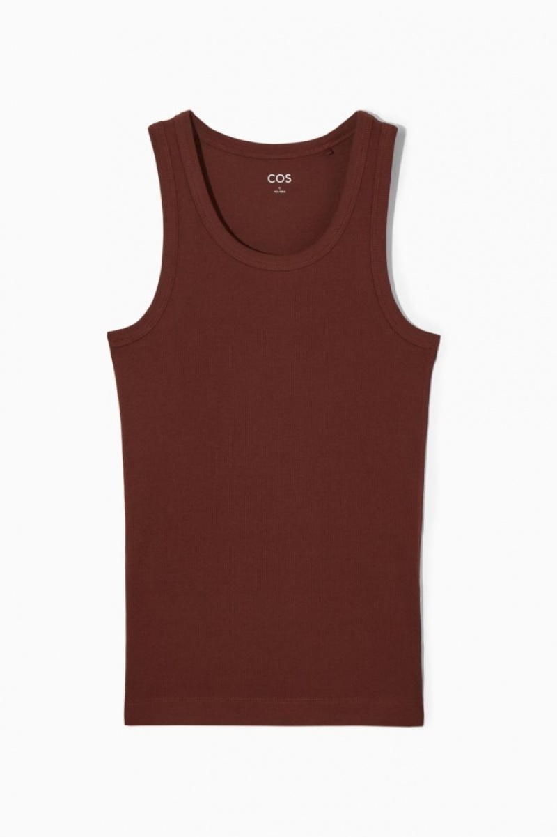 Brown Cos Ribbed Tank Top | USTJD6931