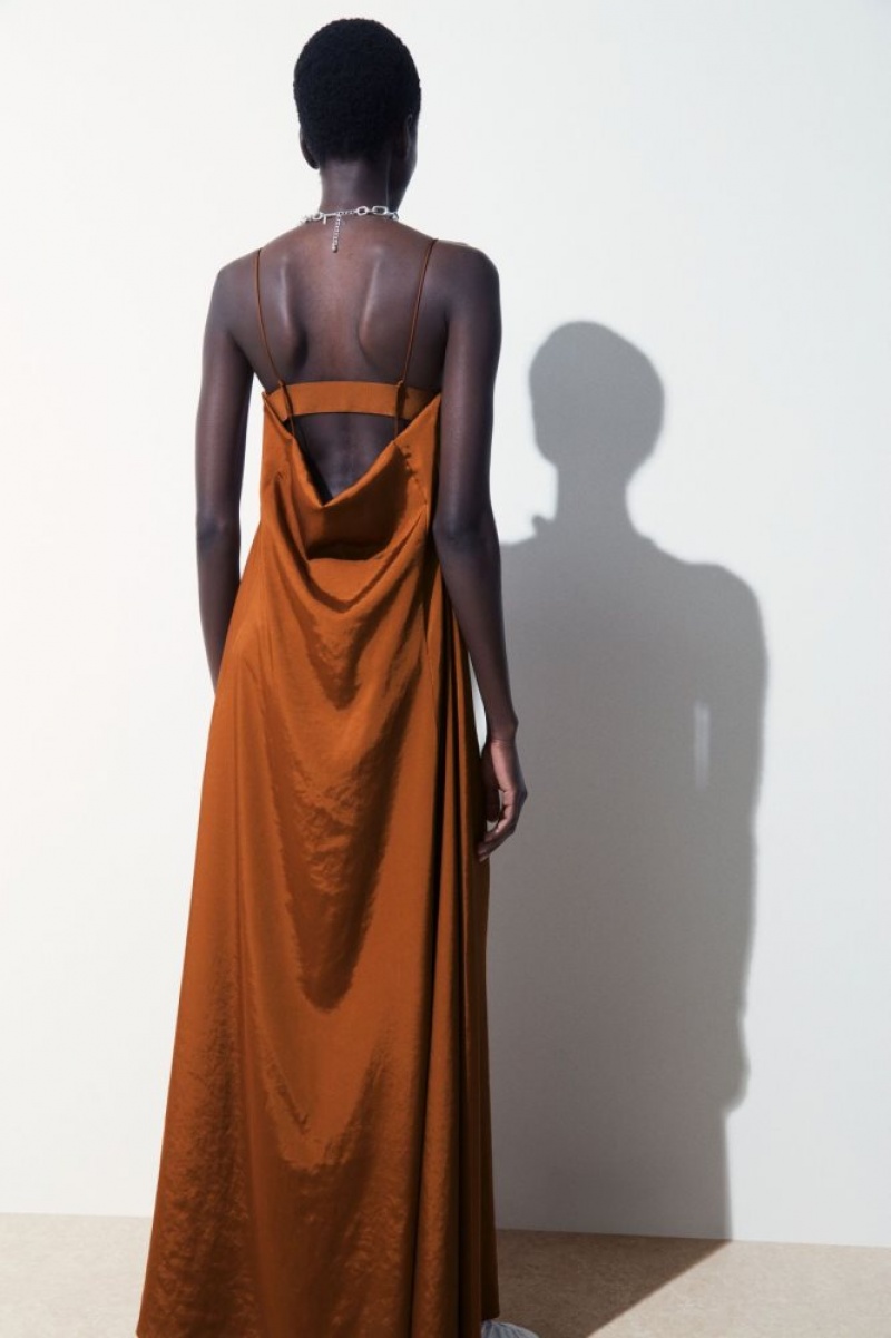 Brown Cos The Cutout Slip Dress | VHQMU6315