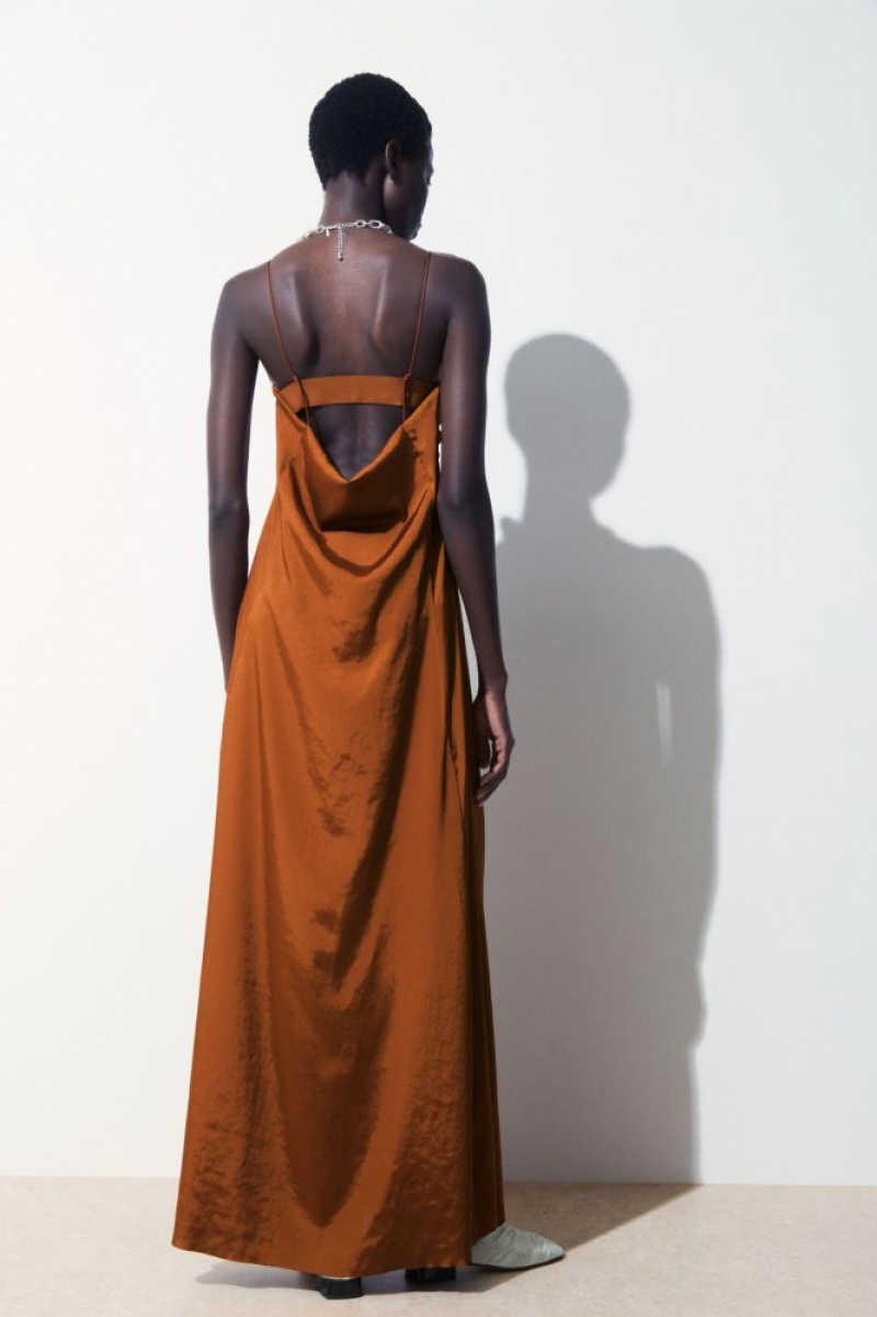 Brown Cos The Cutout Slip Dress | VHQMU6315