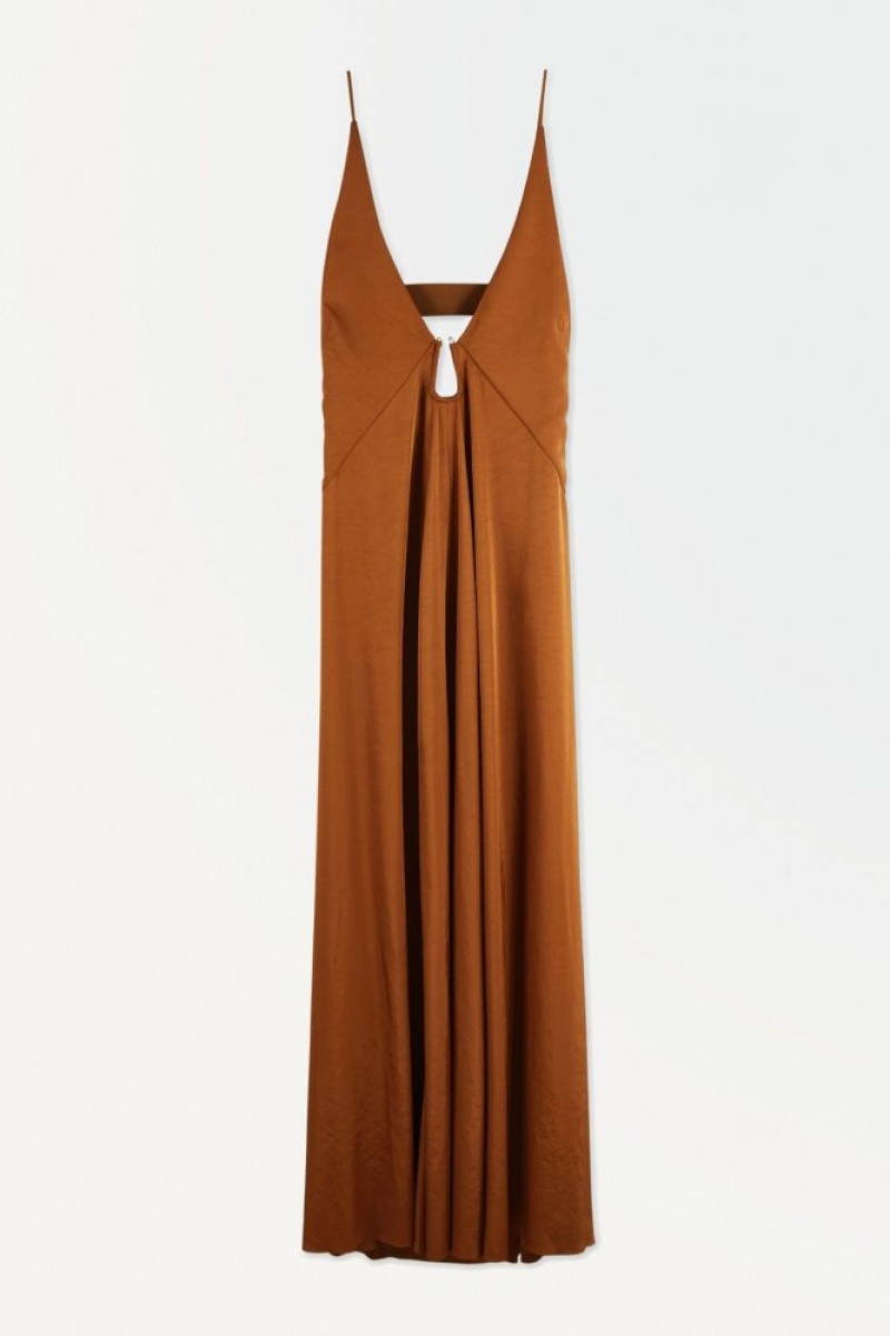 Brown Cos The Cutout Slip Dress | VHQMU6315