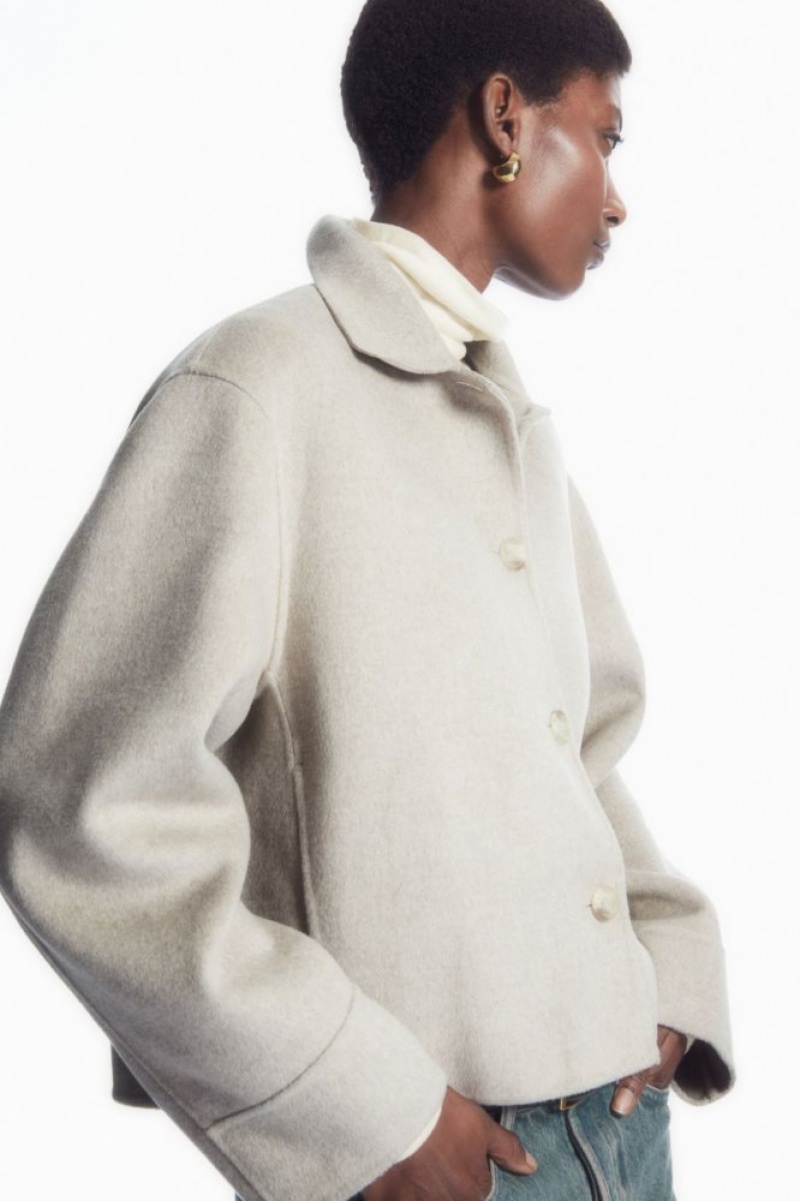 Cream Cos Boxy Double-faced Wool Jacket | AXNBR3284