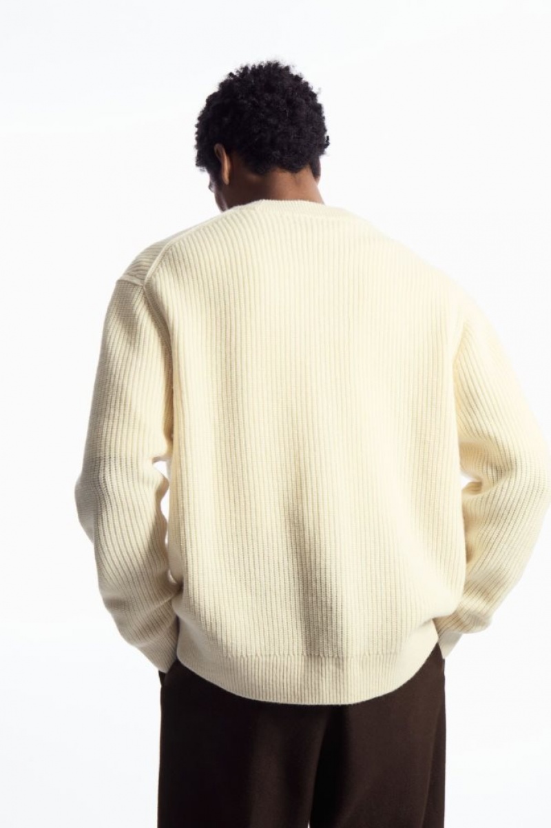 Cream Cos Ribbed Wool And Cashmere Cardigan | JUMHY0623