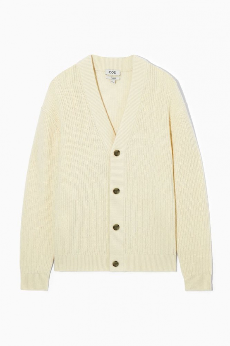 Cream Cos Ribbed Wool And Cashmere Cardigan | JUMHY0623