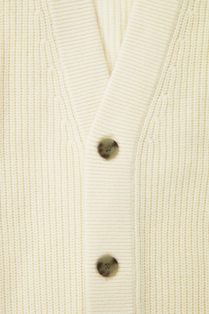 Cream Cos Ribbed Wool And Cashmere Cardigan | JUMHY0623