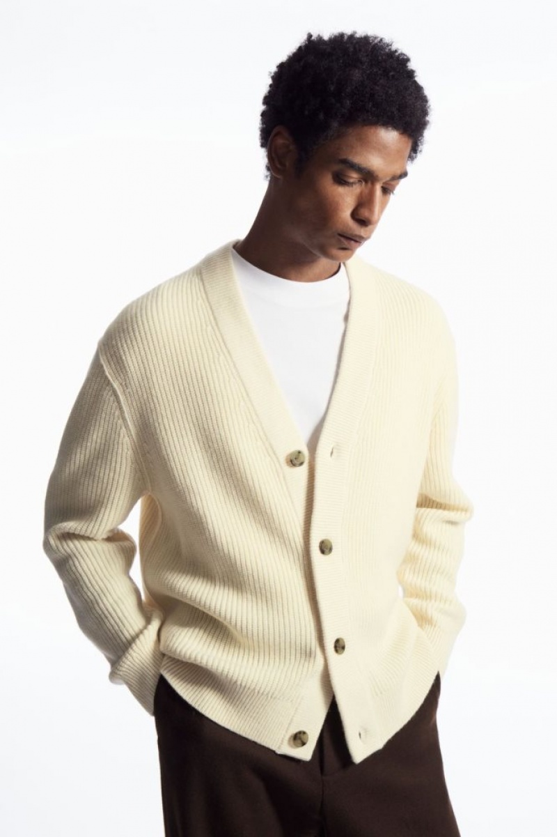 Cream Cos Ribbed Wool And Cashmere Cardigan | JUMHY0623