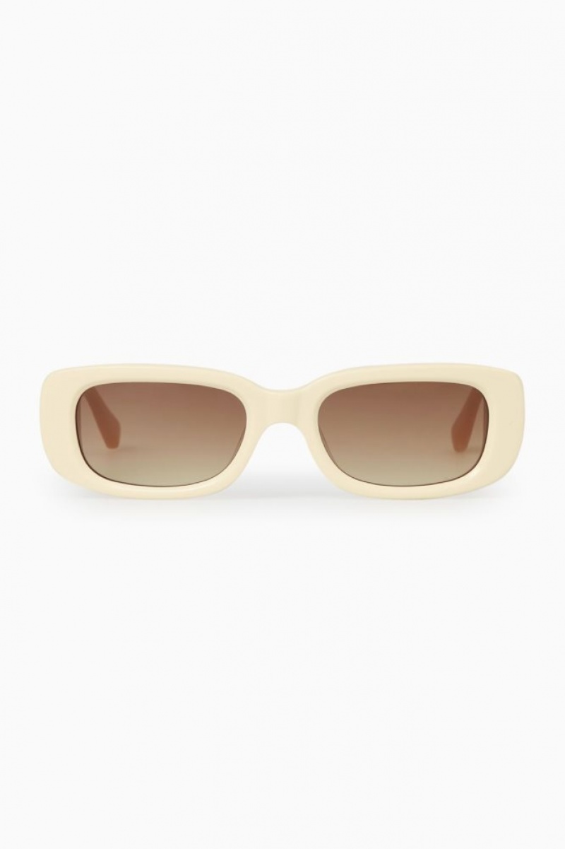 Cream / Pink Cos The Rectangle Acetate Sunglasses | JQLUW1354