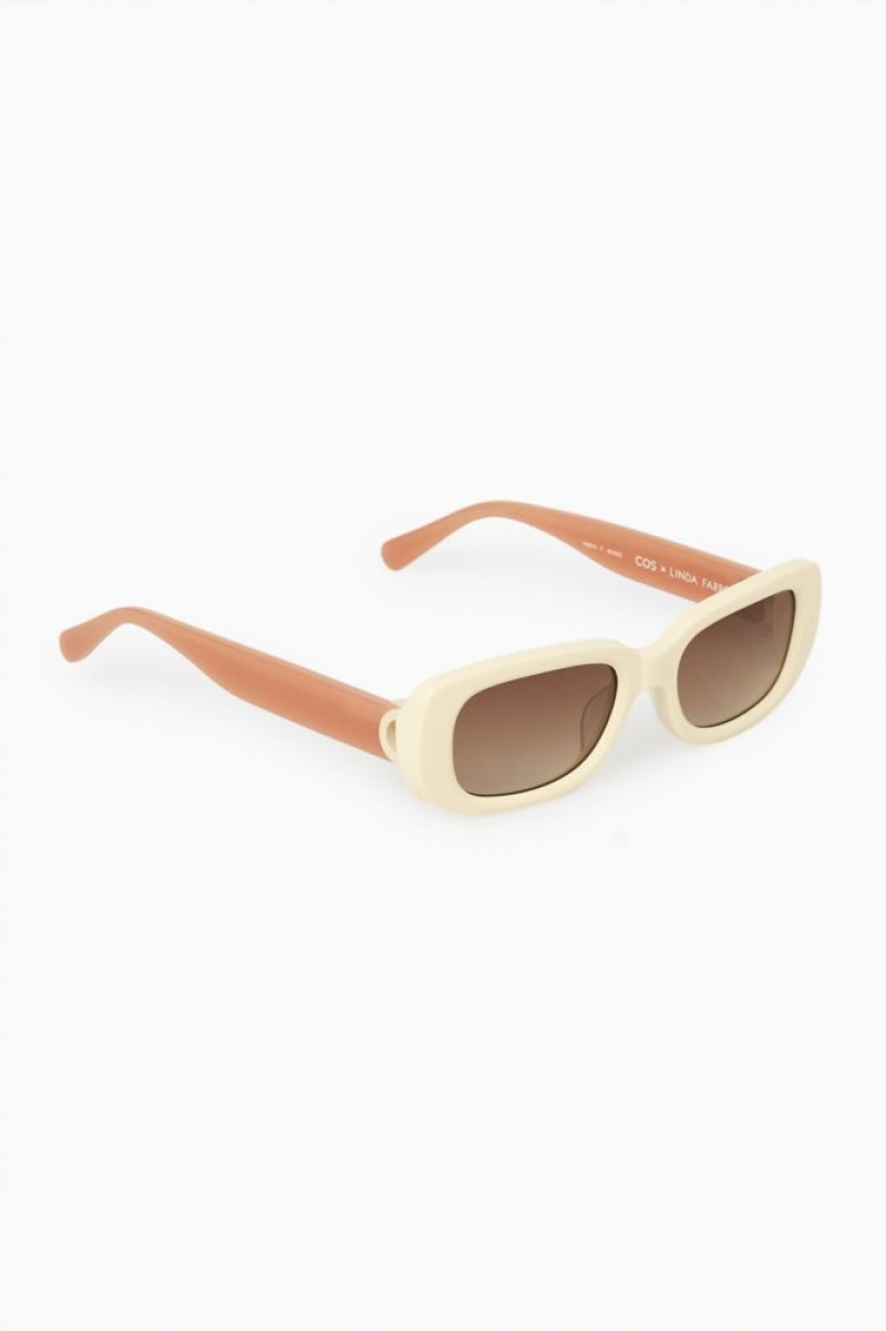 Cream / Pink Cos The Rectangle Acetate Sunglasses | JQLUW1354