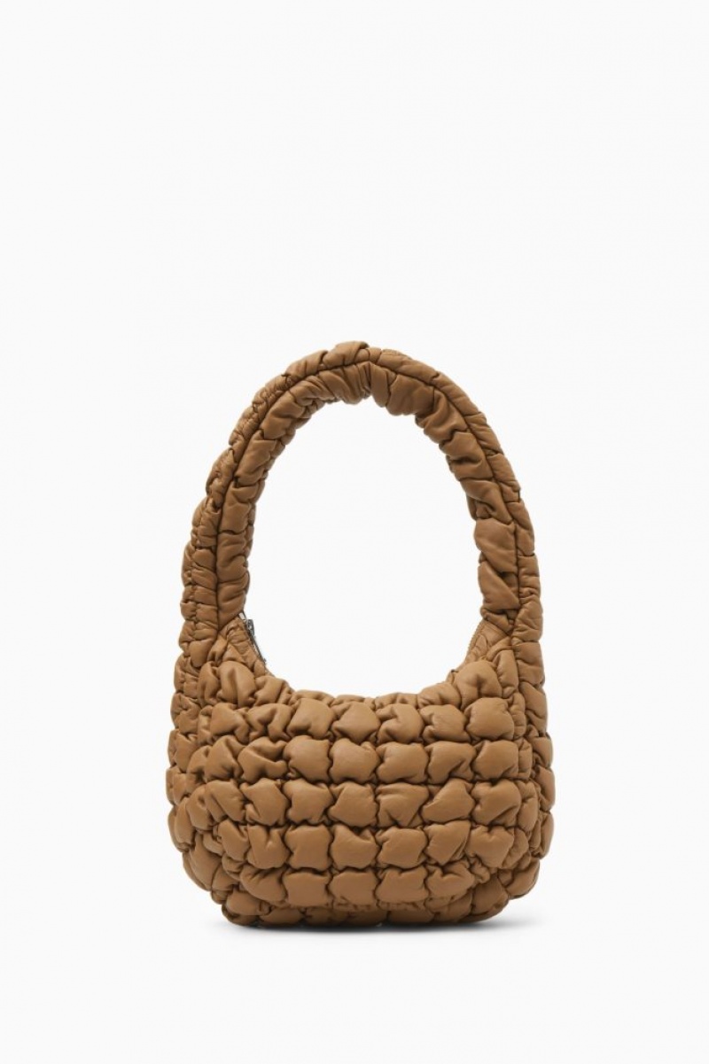 Dark Beige Cos Quilted Mini Bag Leather | QGFJI9024