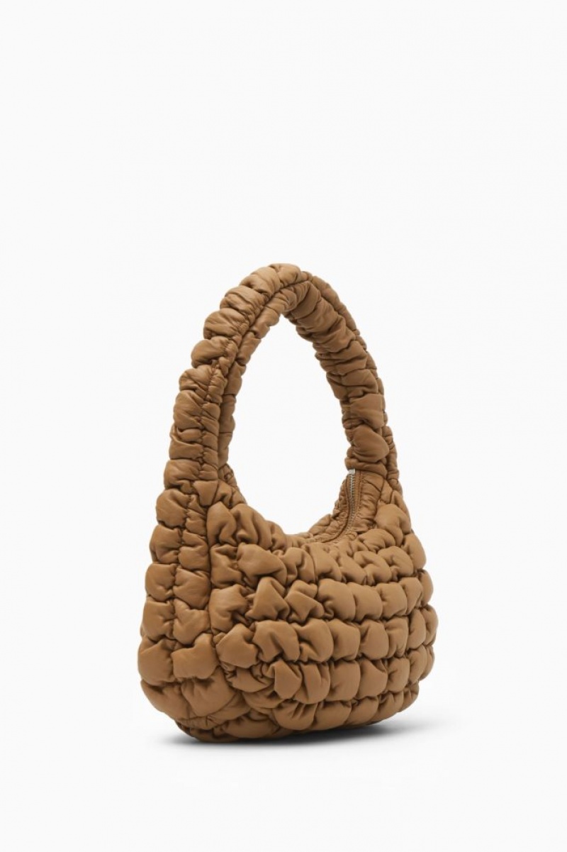 Dark Beige Cos Quilted Mini Bag Leather | QGFJI9024