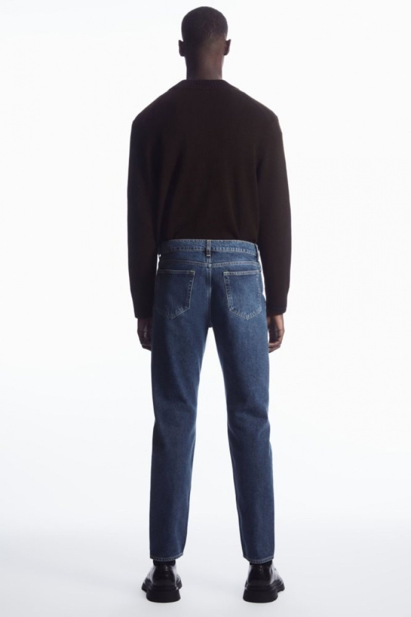 Dark Blue Cos Regular-fit Tapered-leg Jeans | FUWIX2691