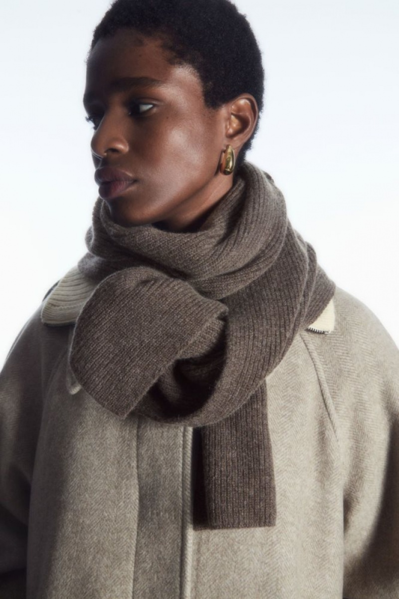 Dark Brown Cos Cashmere-blend Scarf | XFMDH5698