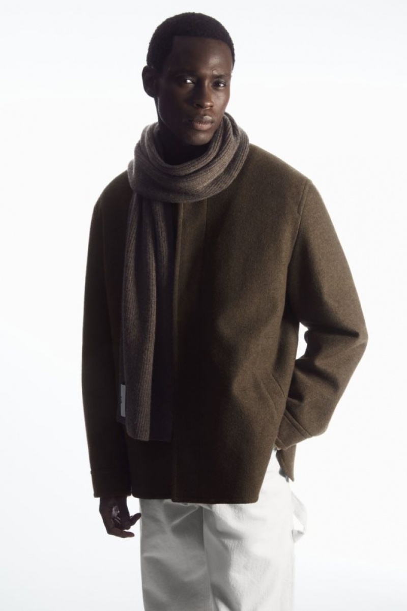 Dark Brown Cos Cashmere-blend Scarf | XGIHU3862