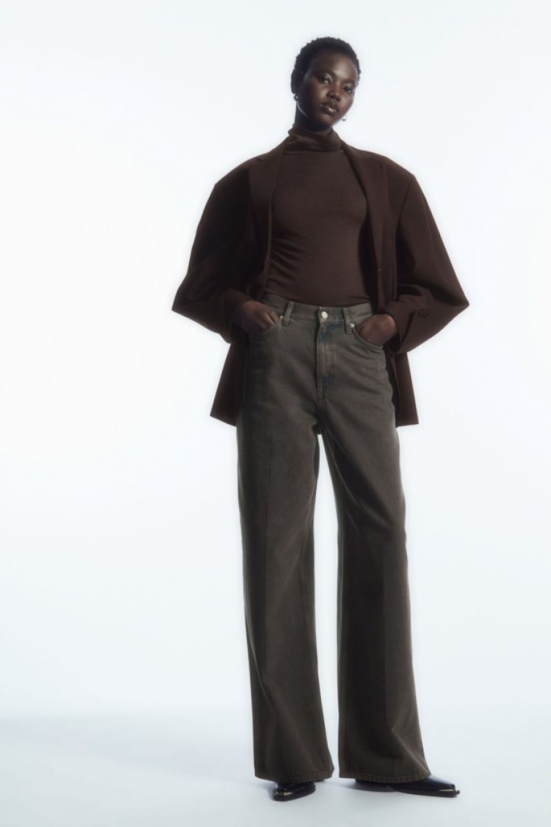 Dark Brown Cos Merino Wool Turtleneck Top | XHAVY2469