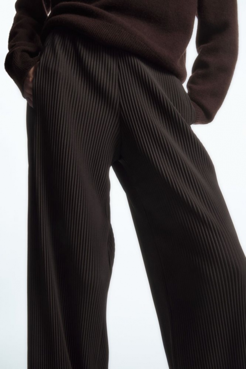 Dark Brown Cos Pleated Wide-leg Pants | NWREC5810