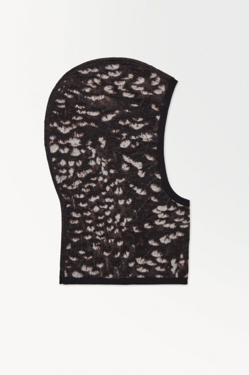 Dark Brown Cos The Feather-print Balaclava | DZMSI3150