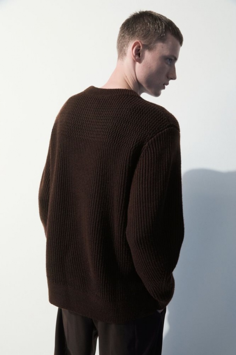 Dark Brown Cos The Panelled Wool Jumper | CHXQF7135