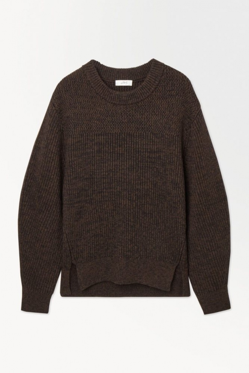 Dark Brown Cos The Panelled Wool Jumper | CHXQF7135