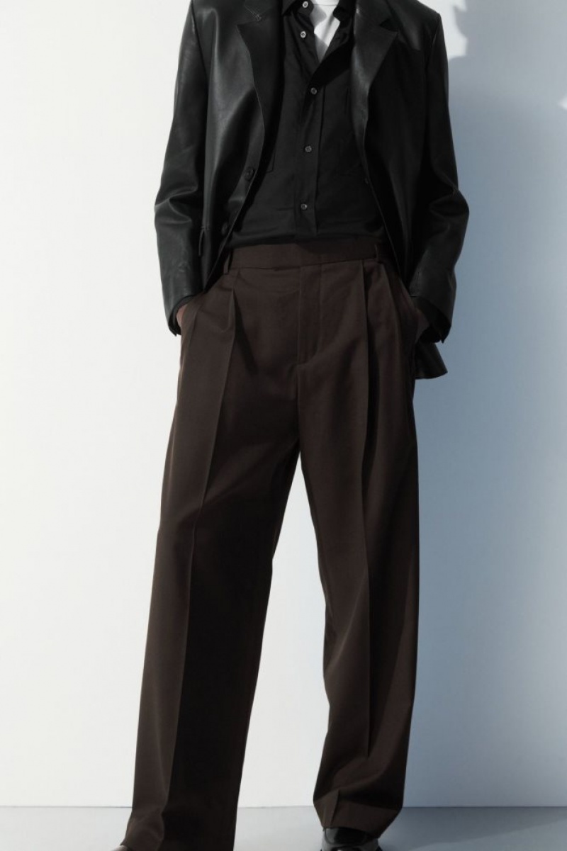 Dark Brown Cos The Pleated Wool Pants | XITSY9467