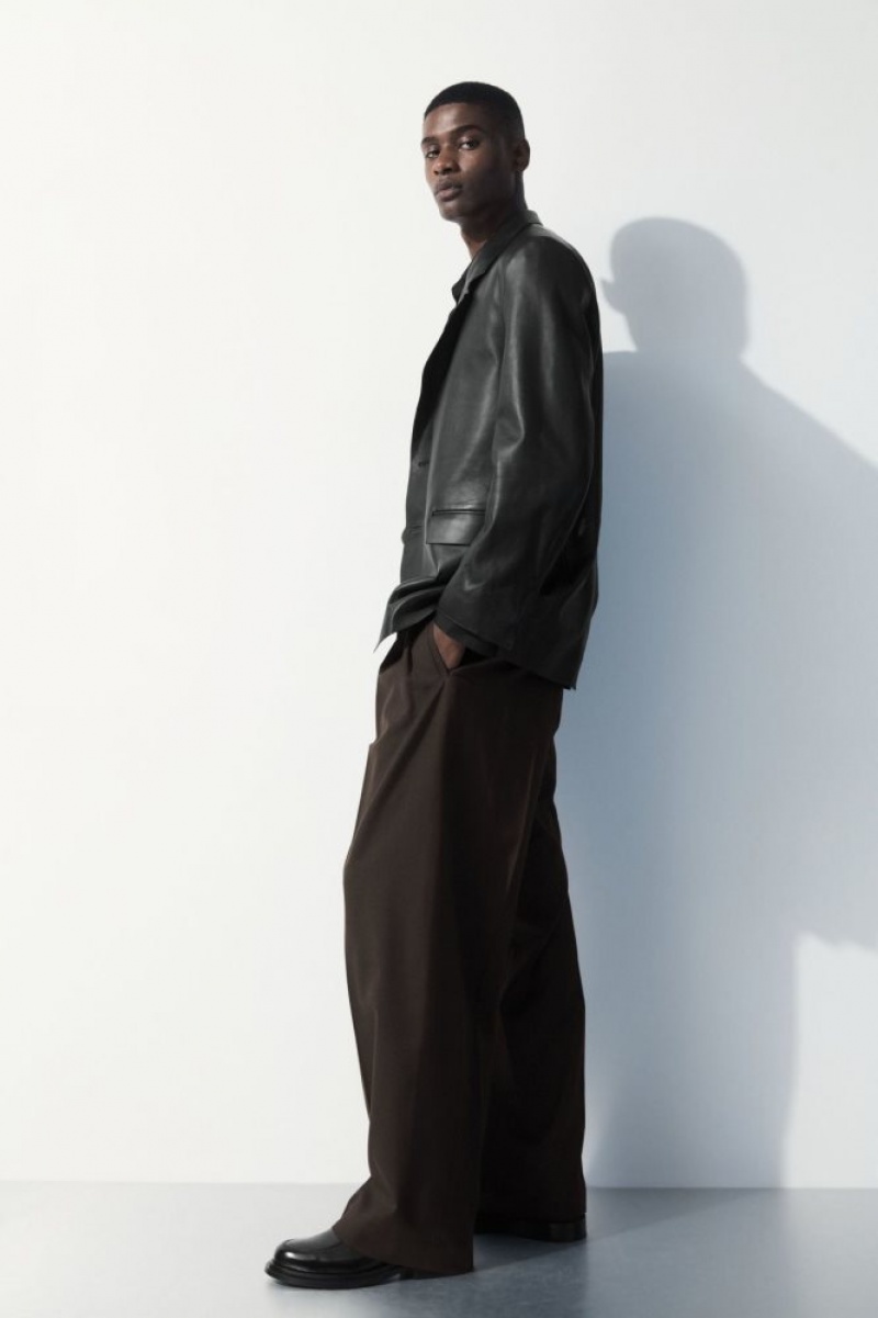 Dark Brown Cos The Pleated Wool Pants | XITSY9467