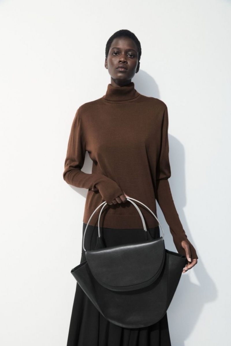 Dark Brown Cos The Wool Roll-neck Jumper | OYABJ8935