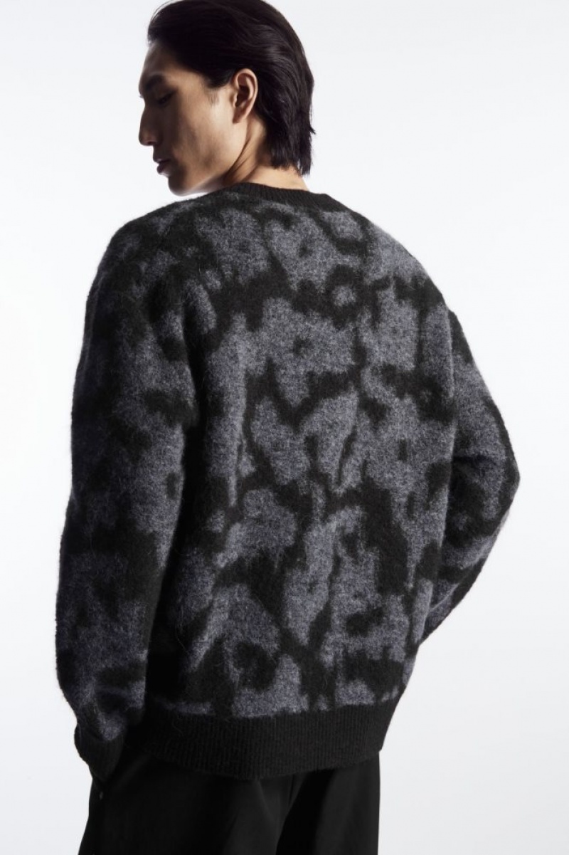 Dark Brown / Grey Cos Animal-jacquard Alpaca-blend Jumper | VCMIB5691