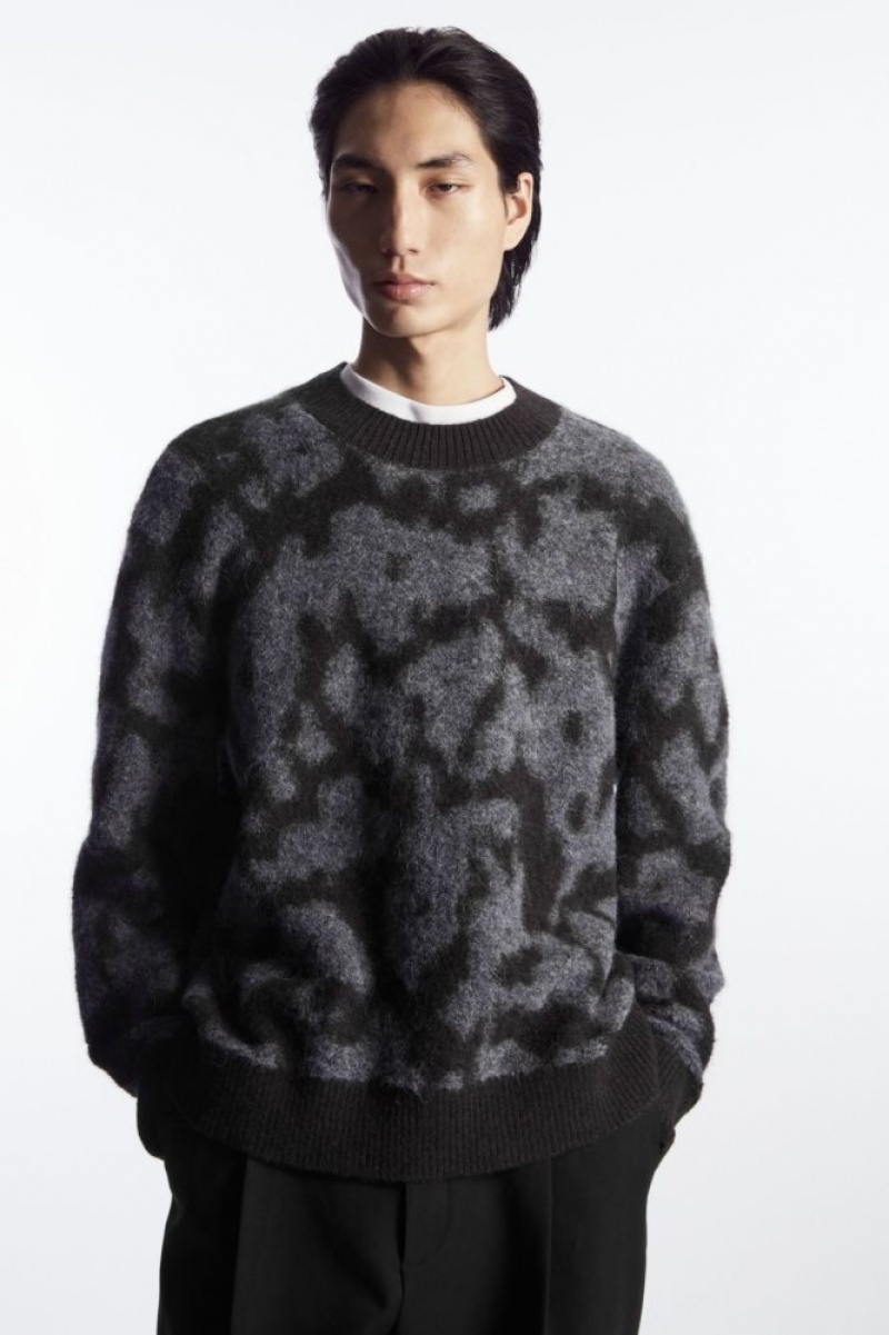 Dark Brown / Grey Cos Animal-jacquard Alpaca-blend Jumper | VCMIB5691