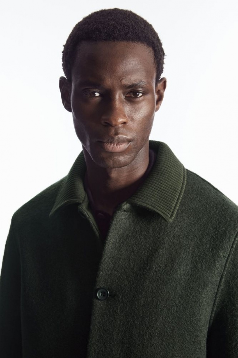 Dark Green Cos Knitted-collar Workwear Jacket | TUOCI1276