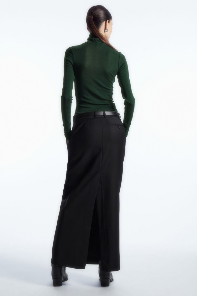 Dark Green Cos Merino Wool Turtleneck Top | SDWGO6498