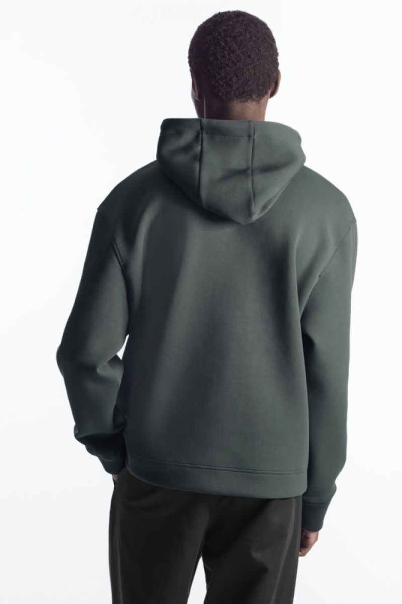 Dark Green Cos Relaxed-fit Scuba Hoodie | ERVIK4790