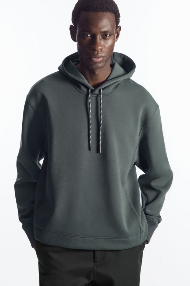 Dark Green Cos Relaxed-fit Scuba Hoodie | ERVIK4790