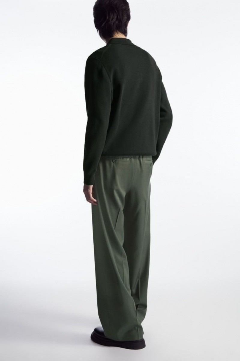 Dark Green Cos Straight-leg Relaxed Wool Pants | JLDWB5420