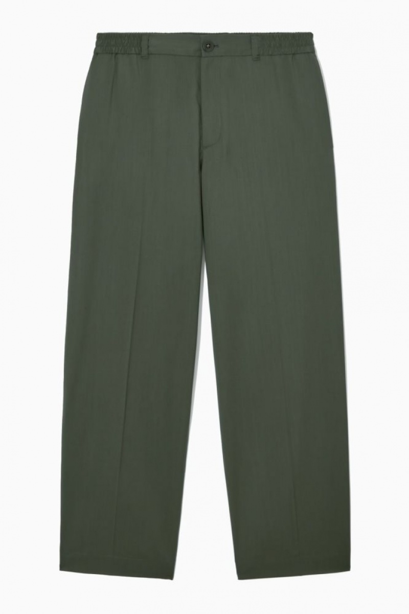 Dark Green Cos Straight-leg Relaxed Wool Pants | JLDWB5420