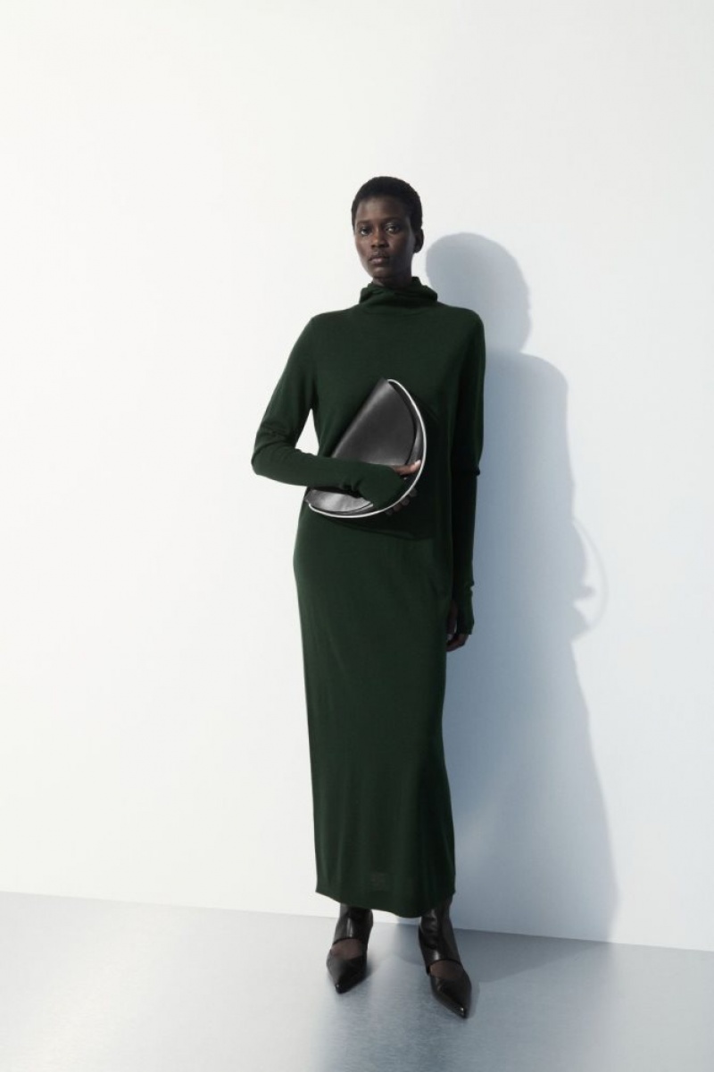 Dark Green Cos The Hooded Wool Dress | VSYMW2089