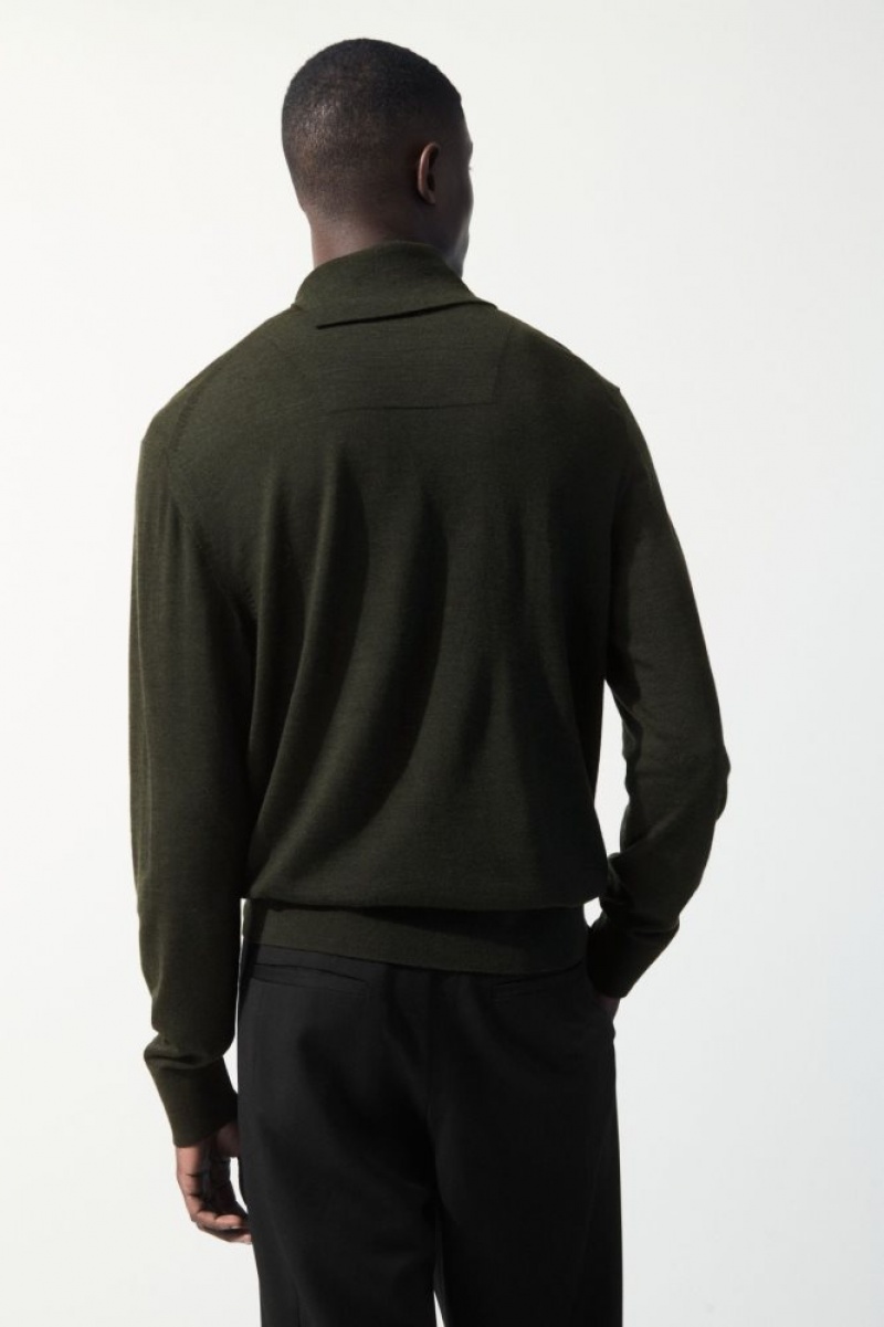 Dark Green Cos The Merino Wool Roll-neck Jumper | DAESL8015