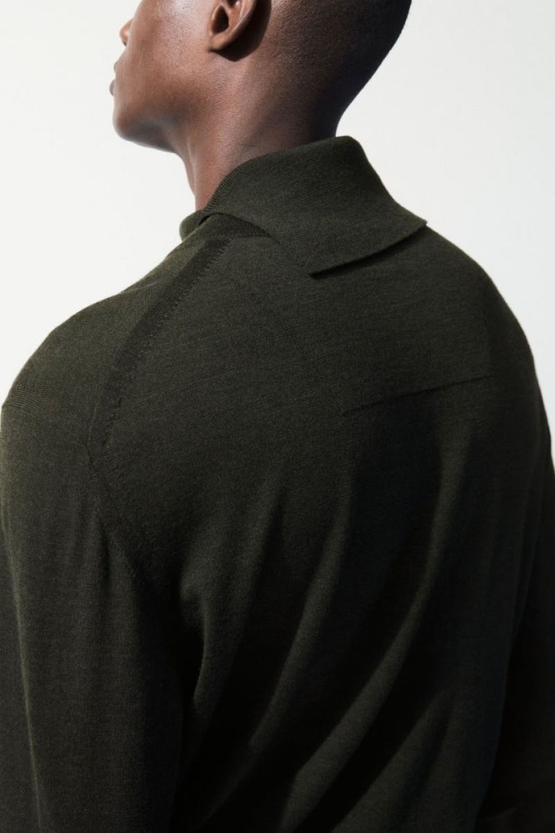 Dark Green Cos The Merino Wool Roll-neck Jumper | DAESL8015