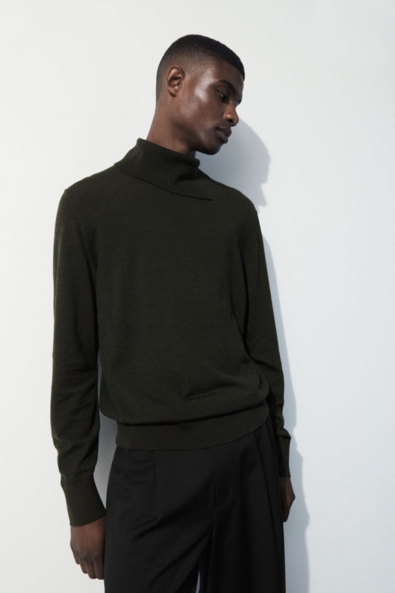 Dark Green Cos The Merino Wool Roll-neck Jumper | DAESL8015